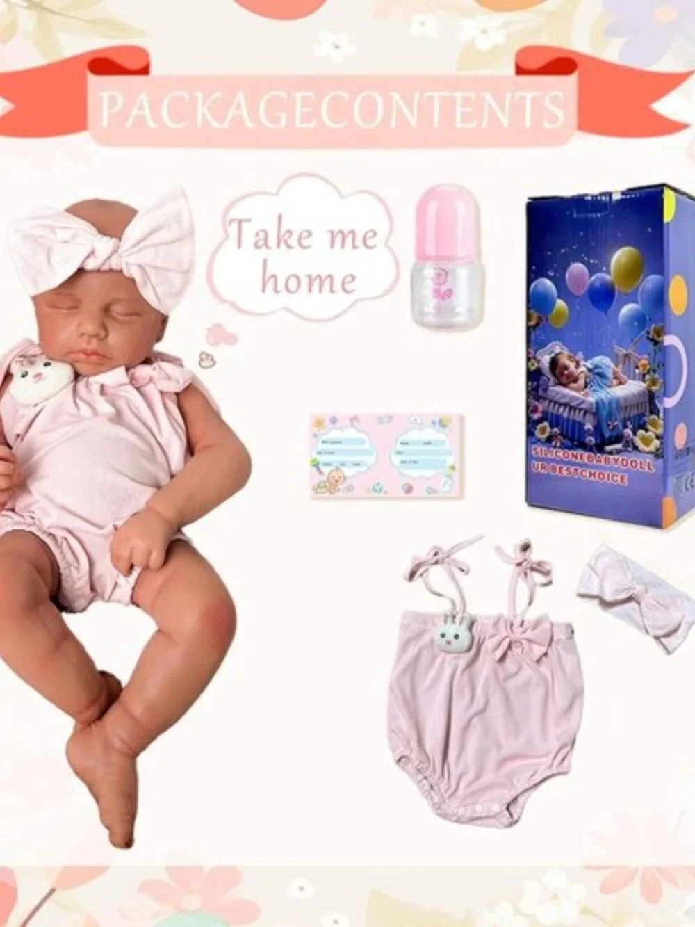 18.5 Inch Reborn Baby Girl Sleeping Newborn Doll Full Body Solid Silicone